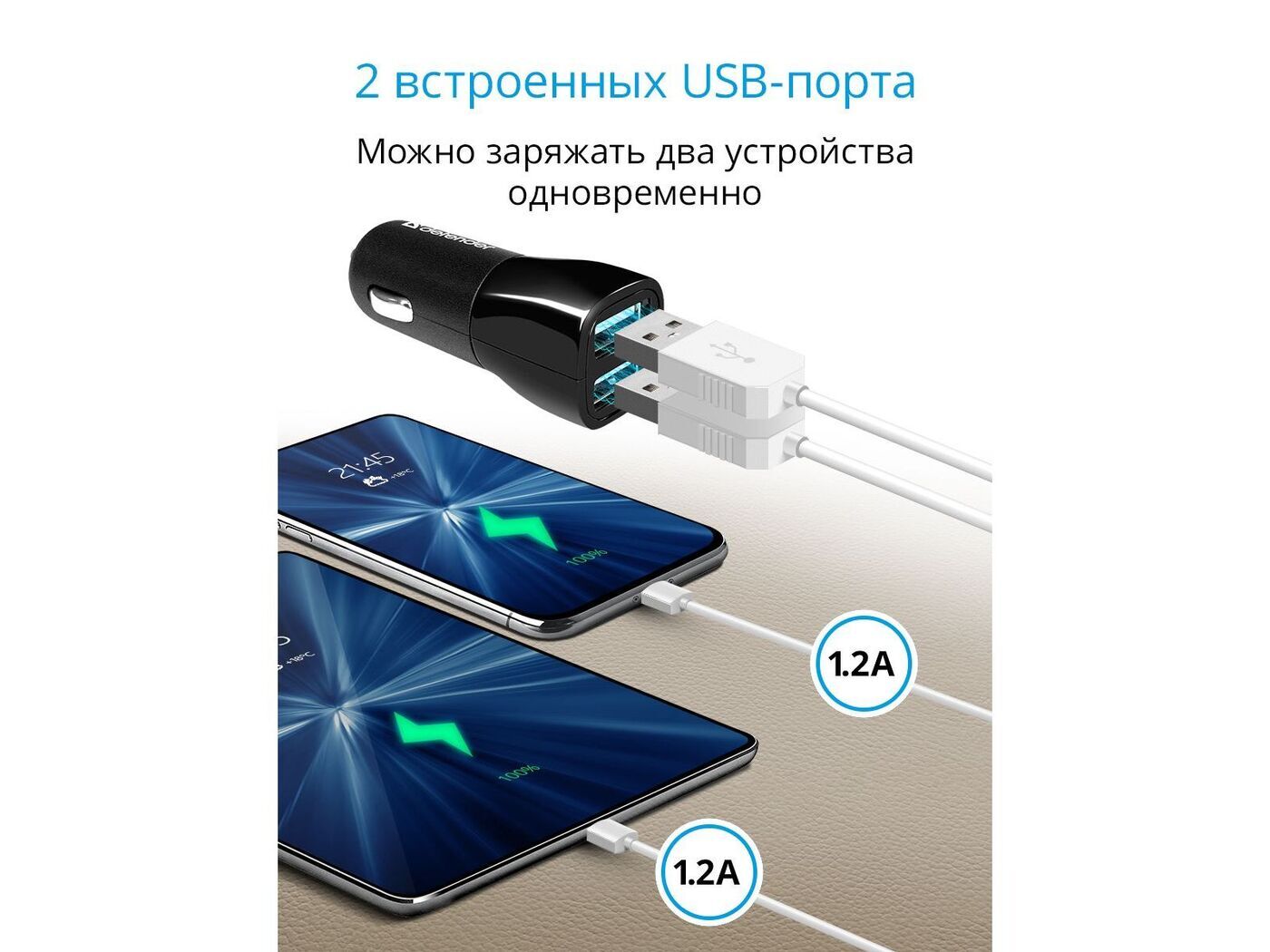 Автомобильное зарядное устройство Defender ECA-24 2xUSB, 5V/2.4А - отзывы  покупателей на Мегамаркет