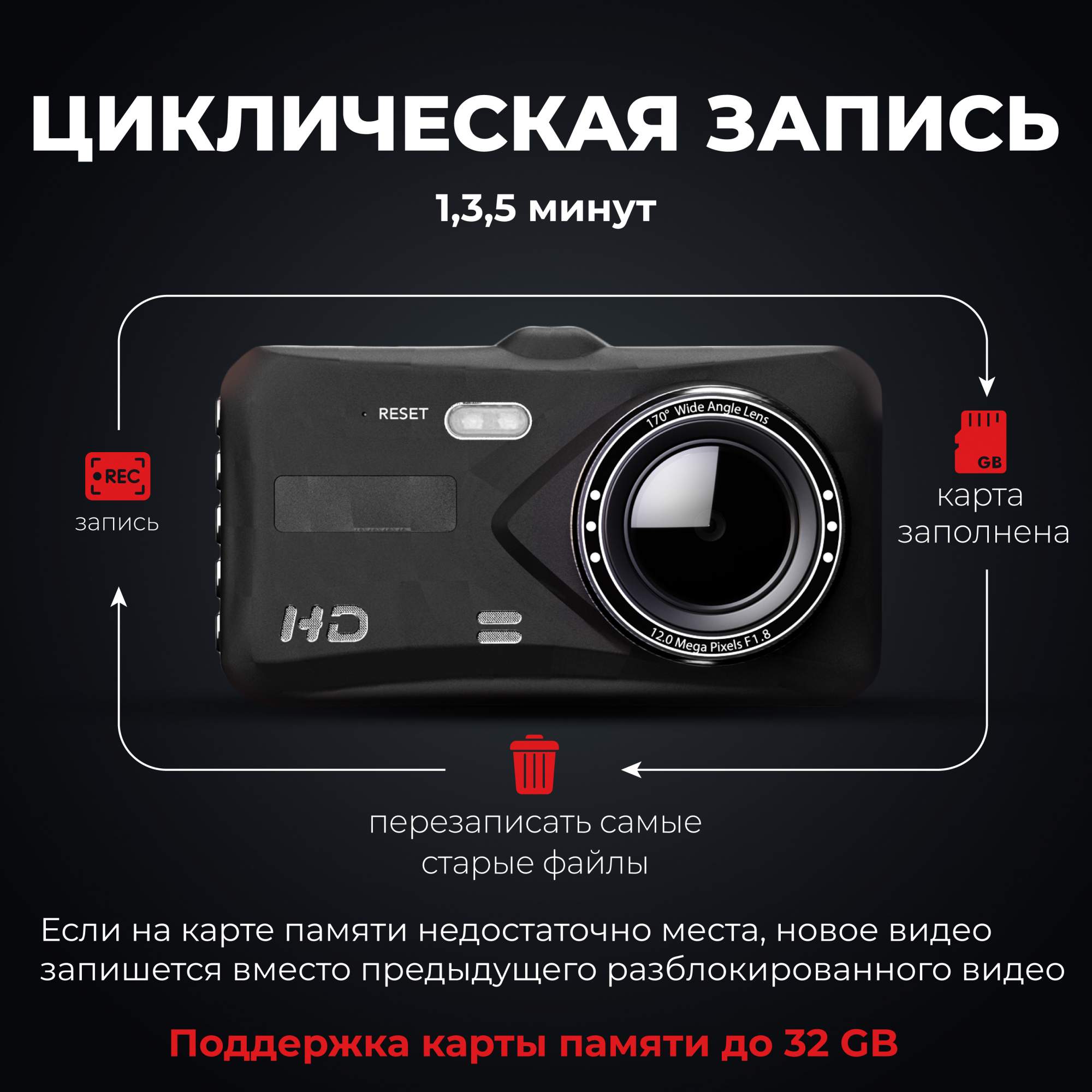 Купить видеорегистратор Carowell cardvr2camerasPRO с камерой заднего вида и  датчиком движения, цены на Мегамаркет | Артикул: 600009032332