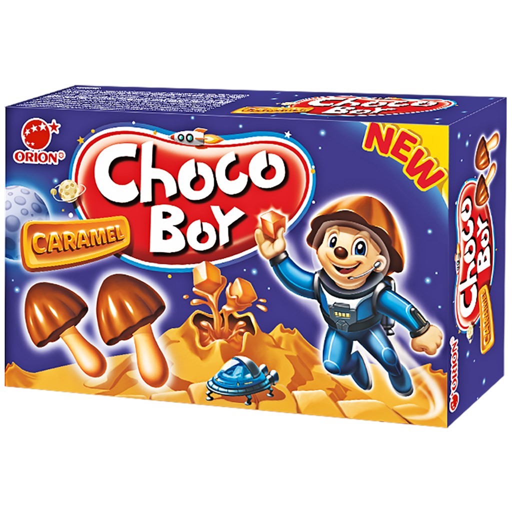 Купить печенье Orion Choco Boy в форме грибочка с карамелью 45 г, цены на Мегамаркет | Артикул: 100028792871