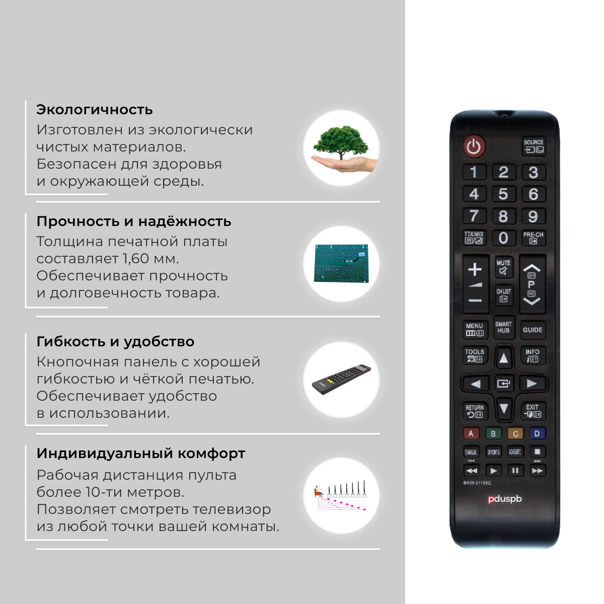 Пульт PduSpb BN59-01199G для телевизоров Samsung Smart TV – купить в  Москве, цены в интернет-магазинах на Мегамаркет