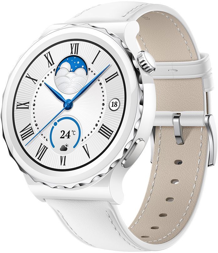 Смарт-часы Huawei GT 3 PRO White Leather Strap, купить в Москве, цены в интернет-магазинах на Мегамаркет