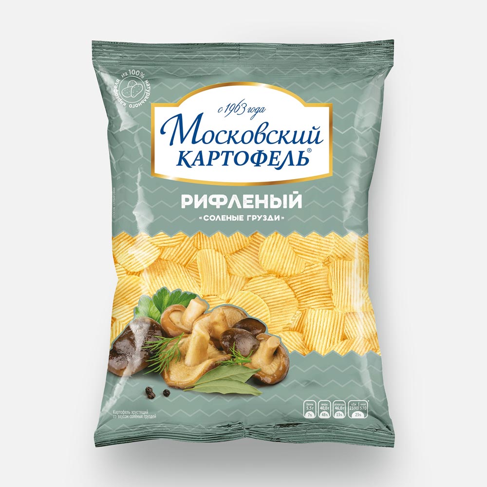 Чипсы Московский картофель рифленые, со вкусом соленых груздей, 120 г - купить в Мегамаркет Москва Пушкино, цена на Мегамаркет