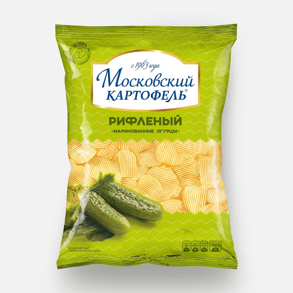 Купить чипсы Московский картофель рифлёные, со вкусом маринованных огурцов, 120 г, цены на Мегамаркет | Артикул: 100067236867