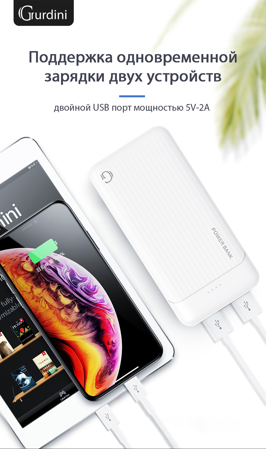 Дополнительный аккумулятор Gurdini Wave Series GPUW-02W 20000 mAh White –  отзывы покупателей на маркетплейс Мегамаркет | Артикул: 600003394050