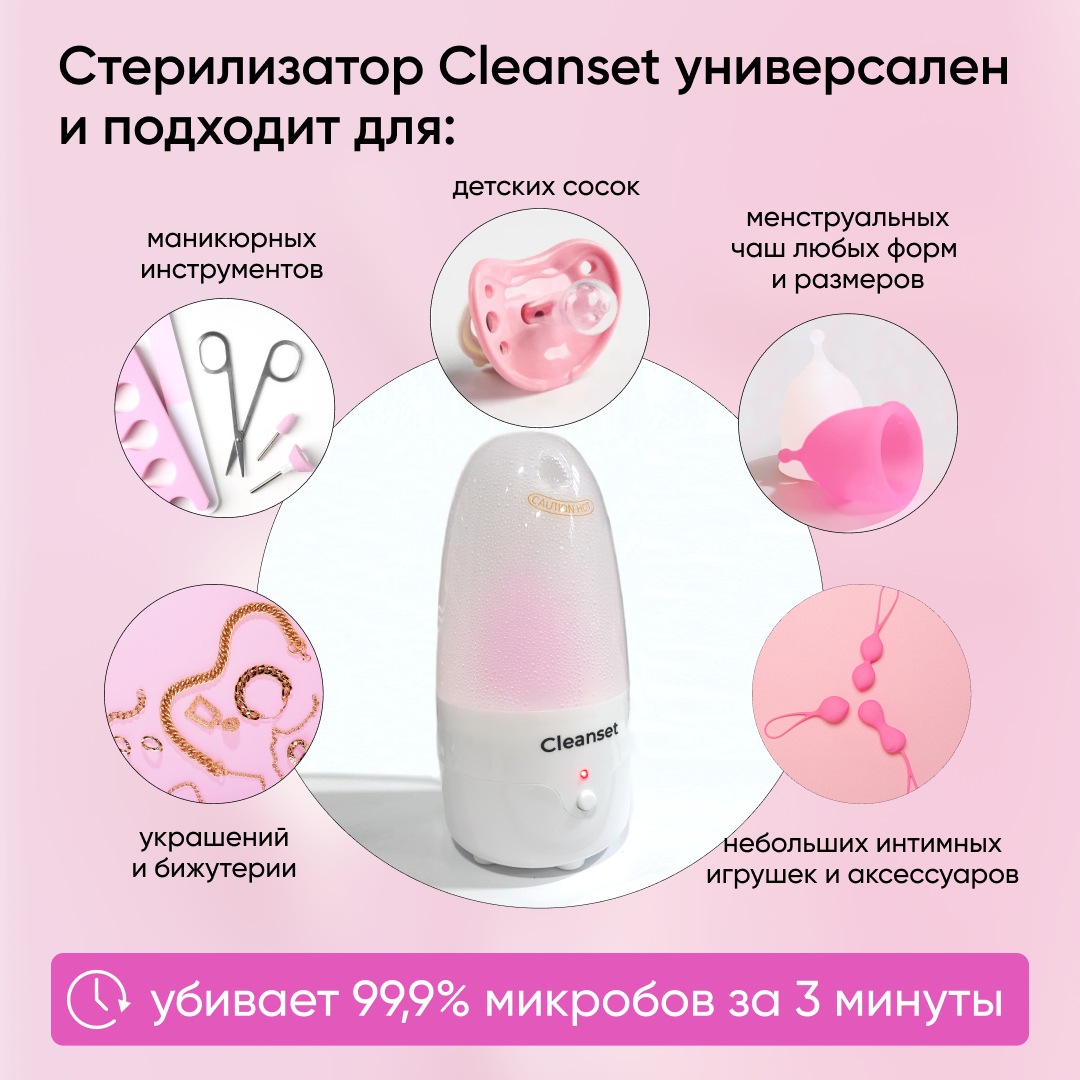 Купить cLEANSET Стерилизатор для менструальной чаши паровой, портативный,  уход за секс игрушками, цены на Мегамаркет | Артикул: 100051880815