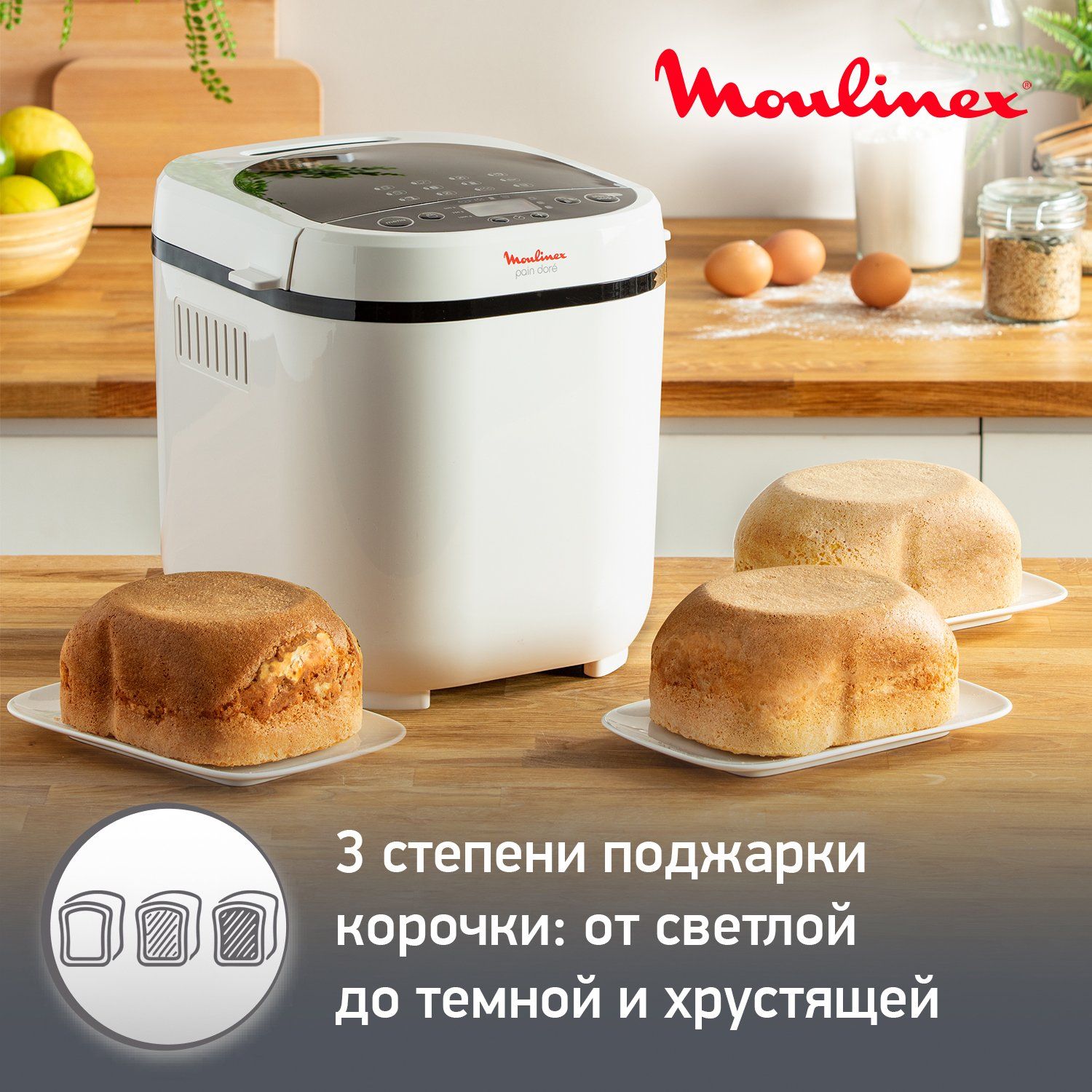 Хлебопечка Moulinex Paine Dore OW210130, белый/черный - отзывы покупателей  на маркетплейсе Мегамаркет | Артикул: 100000431577