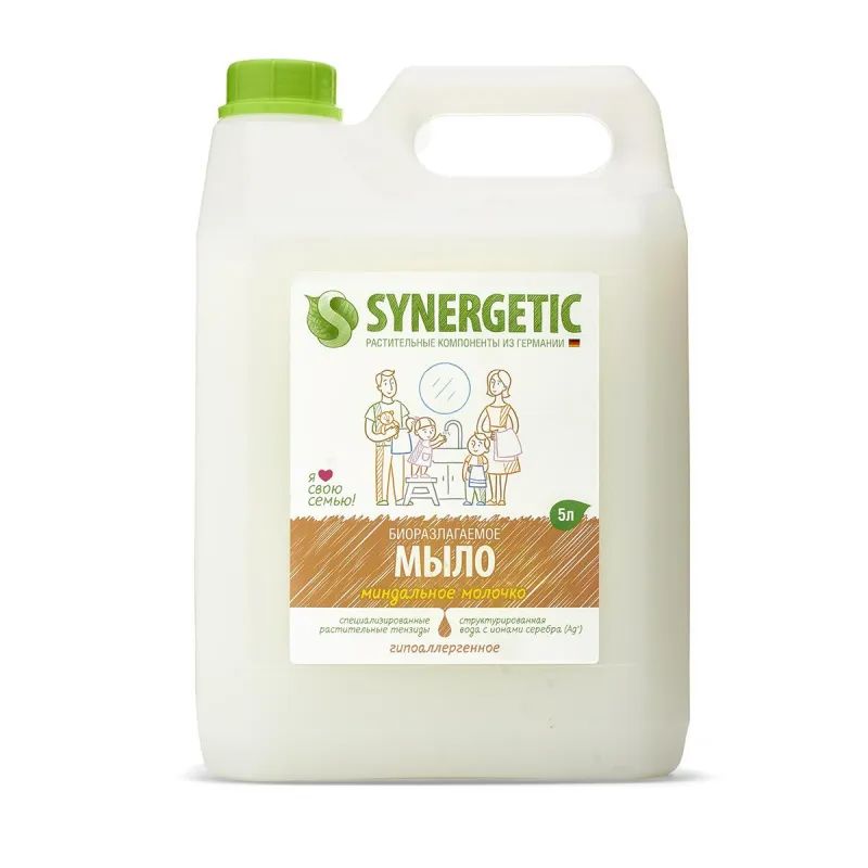Мыло жидкое Synergetic Миндальное молочко 5л, 1шт - купить в Oasismarket, цена на Мегамаркет