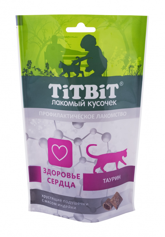Лакомство для кошек TiTBiT Хрустящие подушечки для здоровья сердца, индейка, 60 г