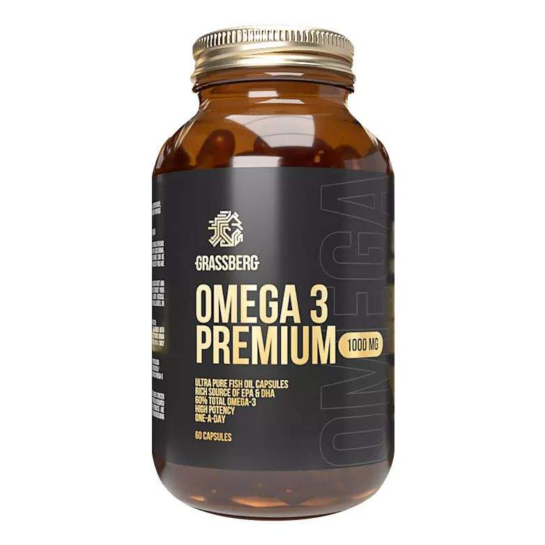Grassberg Omega-3 Premium 6000 mg - 60 капсул - купить в Москве, цены на Мегамаркет | 600003179847