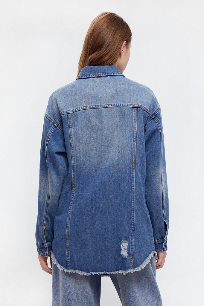 Джинсовая куртка женская Finn Flare B21-15002 синяя 56