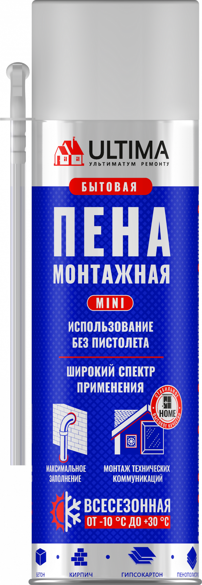 Пена монтажная Ultima бытовая всесезонная, 340 мл купить в интернет-магазине, цены на Мегамаркет