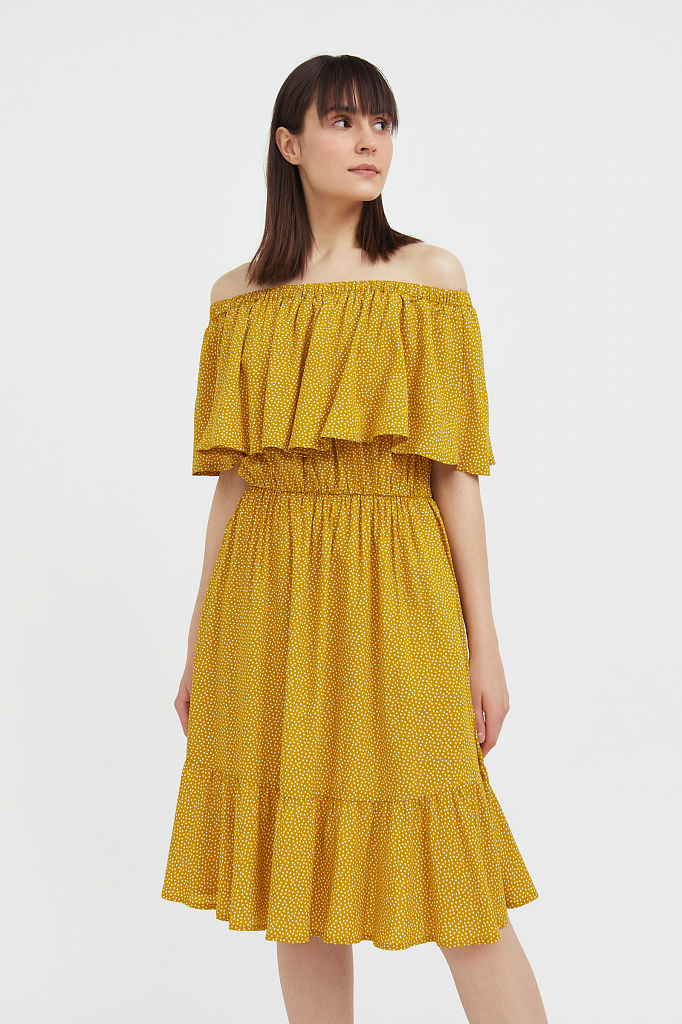 Пляжное платье женское Finn Flare S21-110106 желтое 2XL