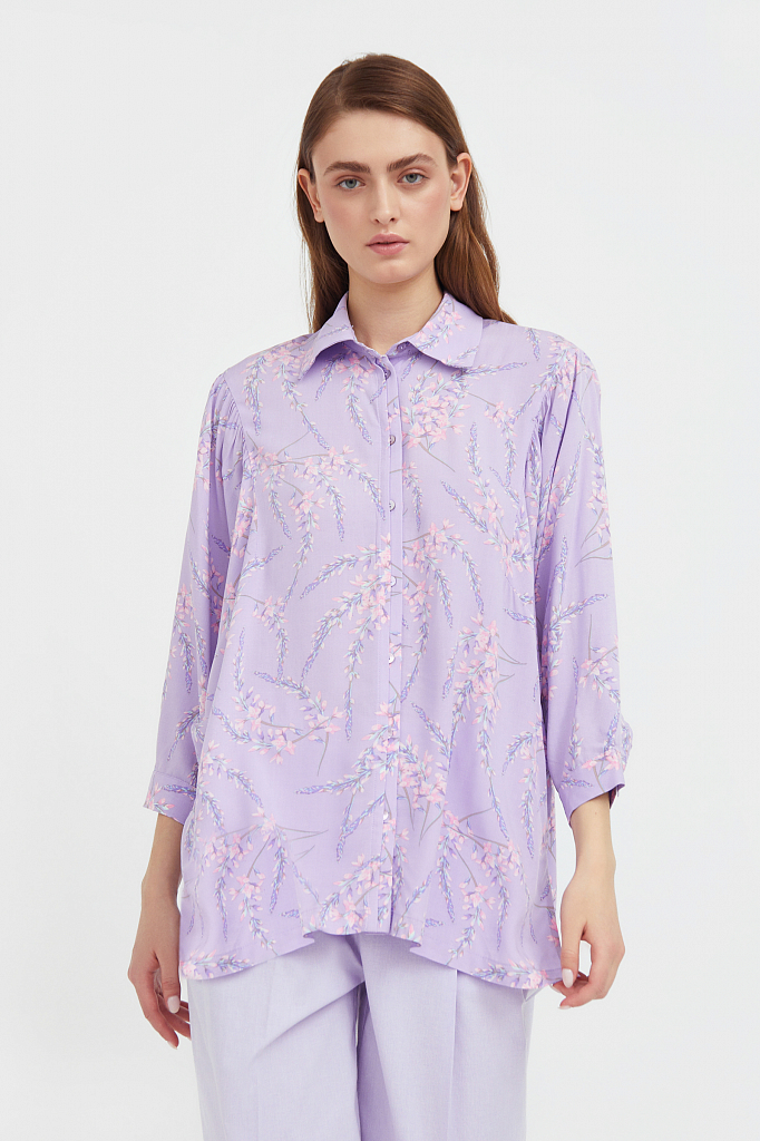 Блуза женская Finn Flare S21-11068 фиолетовая S