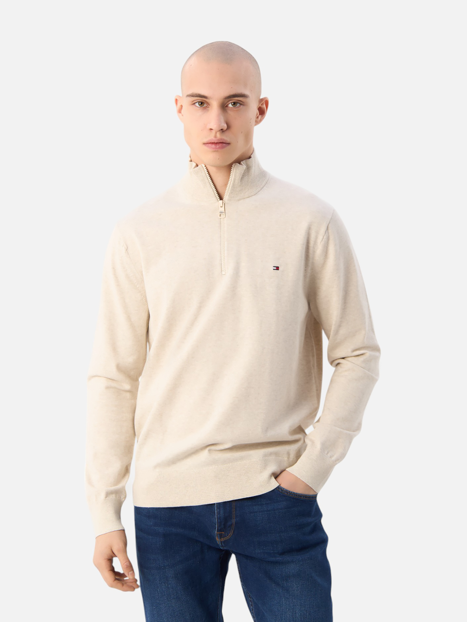 Свитер мужской TOMMY HILFIGER 1985 Zip Mock MW0MW25352 бежевый XL - купить в Москве, цены на Мегамаркет | 100070244212