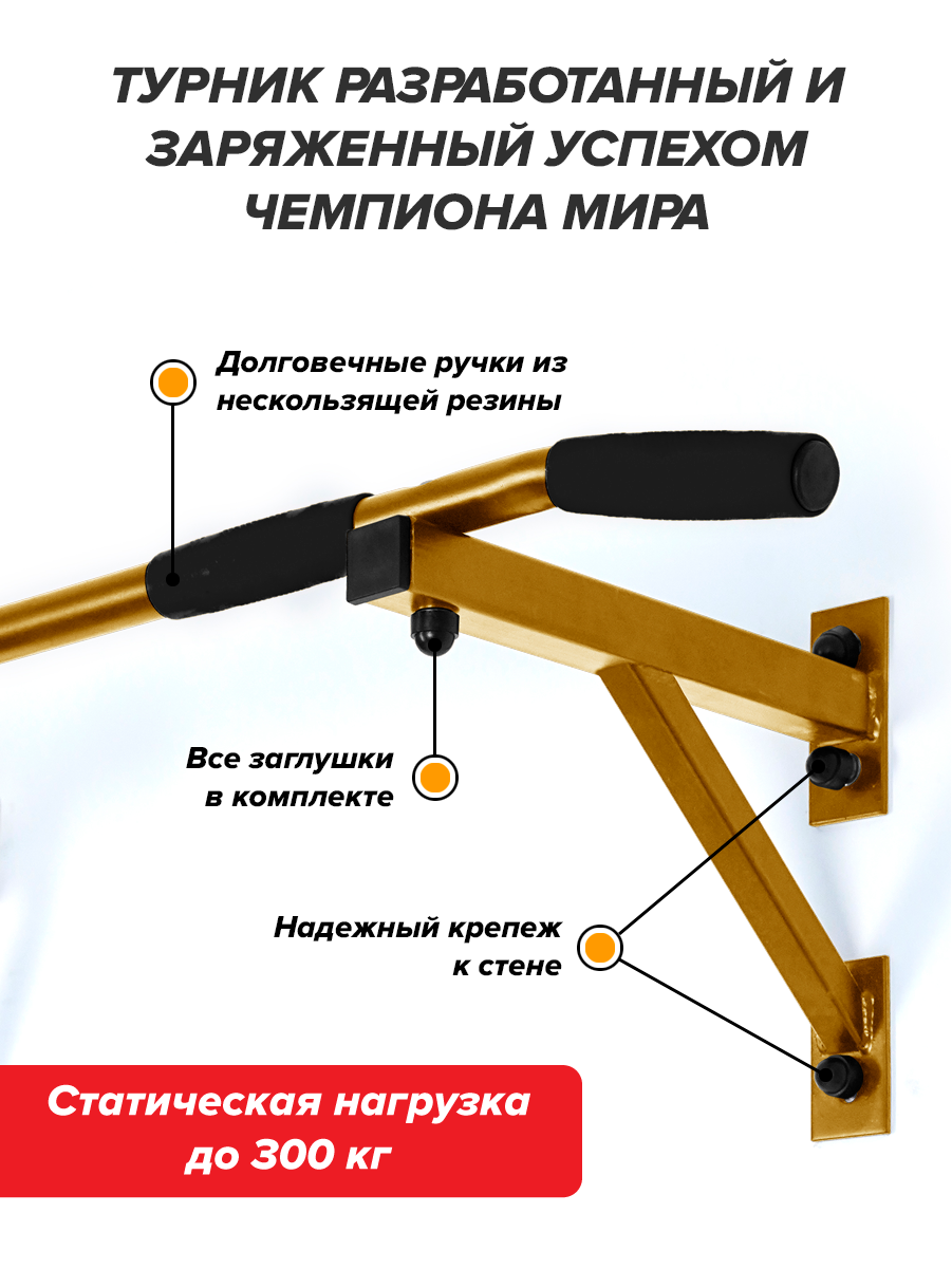 Турник настенный Absolute Champion Aktiv АЧ 10104 золотой, разборный -  купить в Москве, цены на Мегамаркет | 600009030098