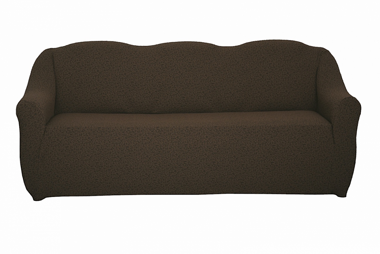 Чехол на трехместный диван без оборки Venera "Жаккард", коричневый