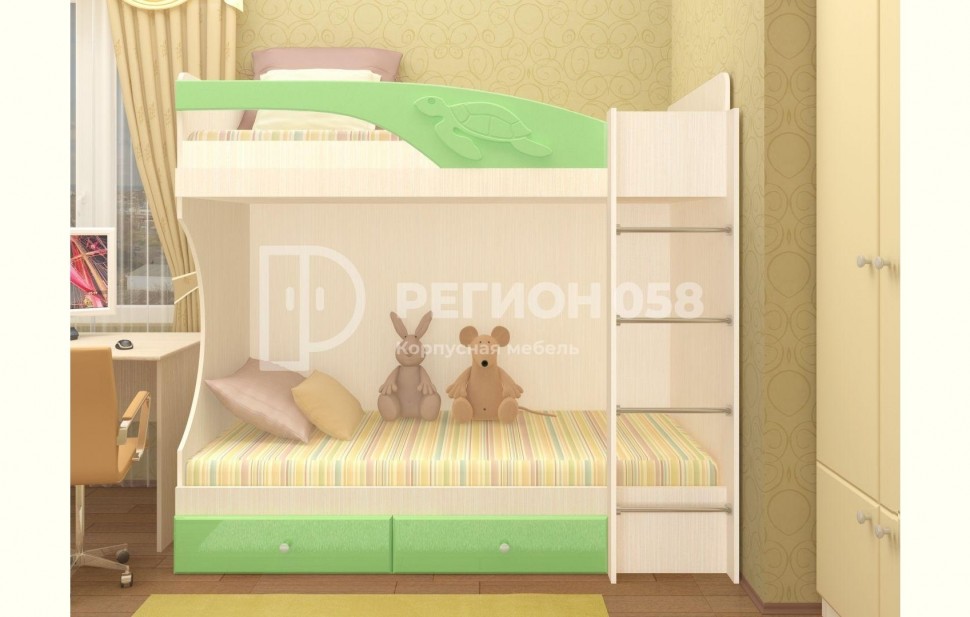 Регион 58 Двухъярусная кровать Бемби МДФ (фасад 3D)