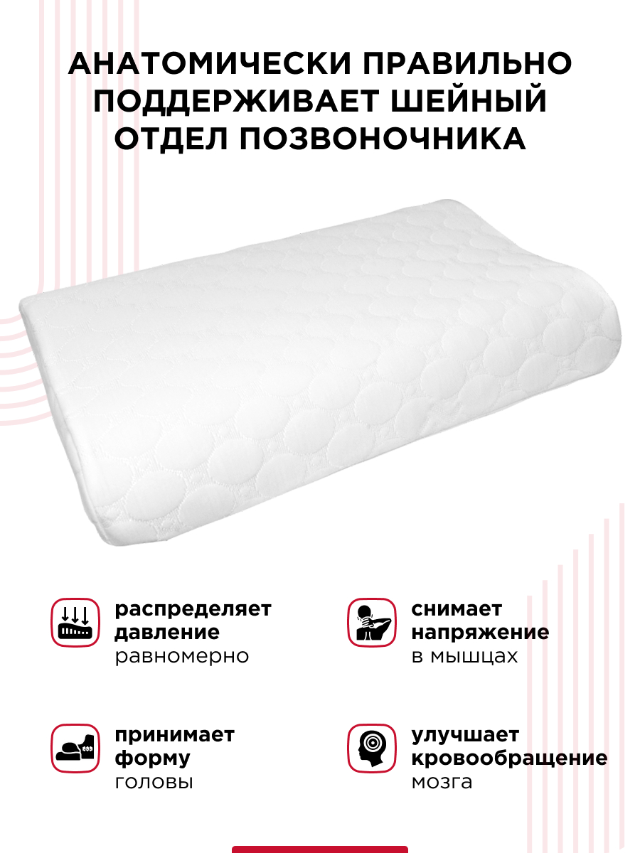 Подушка ортопедическая Аскона Gelios Ergo с памятью – купить в Москве, цены  в интернет-магазинах на Мегамаркет