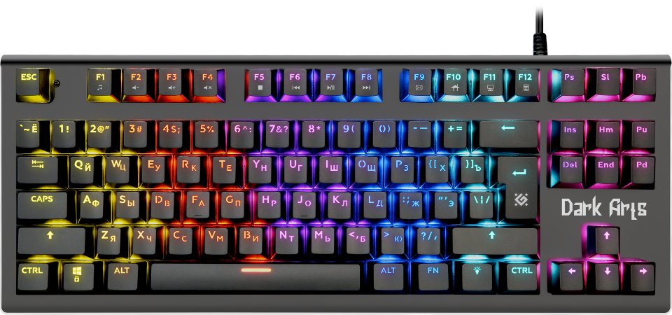 Игровая клавиатура Defender Dark Arts GK-375 RU RGB Black, купить в Москве, цены в интернет-магазинах на Мегамаркет