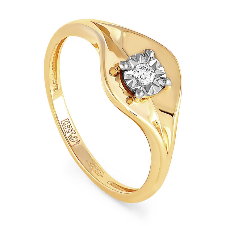 Кольцо из желтого золота с бриллиантом р. 17.5 Kabarovsky 11-2892-1000