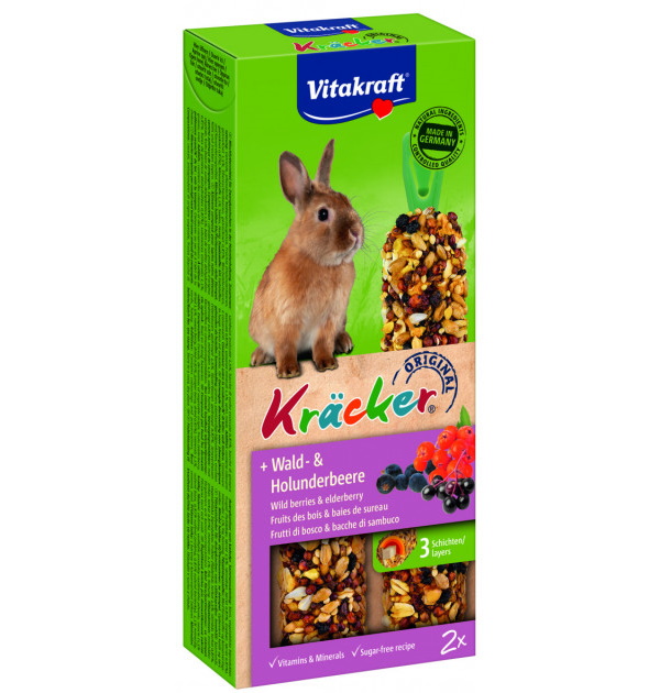 Лакомство для кролики Vitakraft без гмо, лесные ягоды, крекеры 2 шт, 150 гр