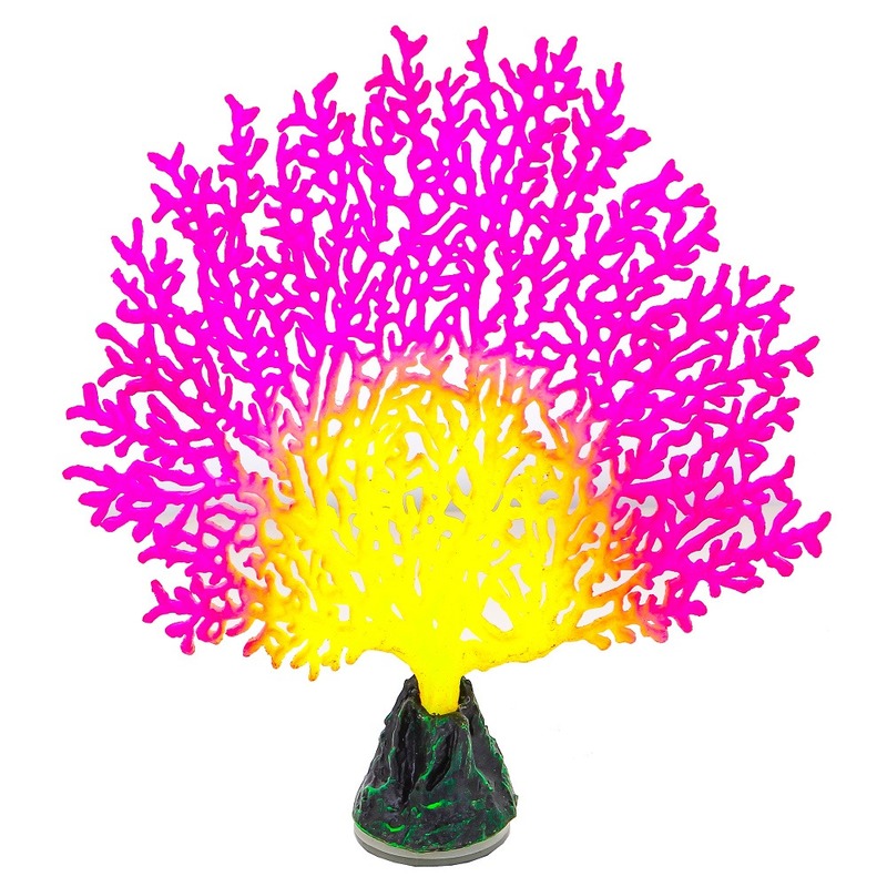 Искусственный коралл Gloxy Коралл веерный, флуоресцентный, розовый, 13.5х3х16 см