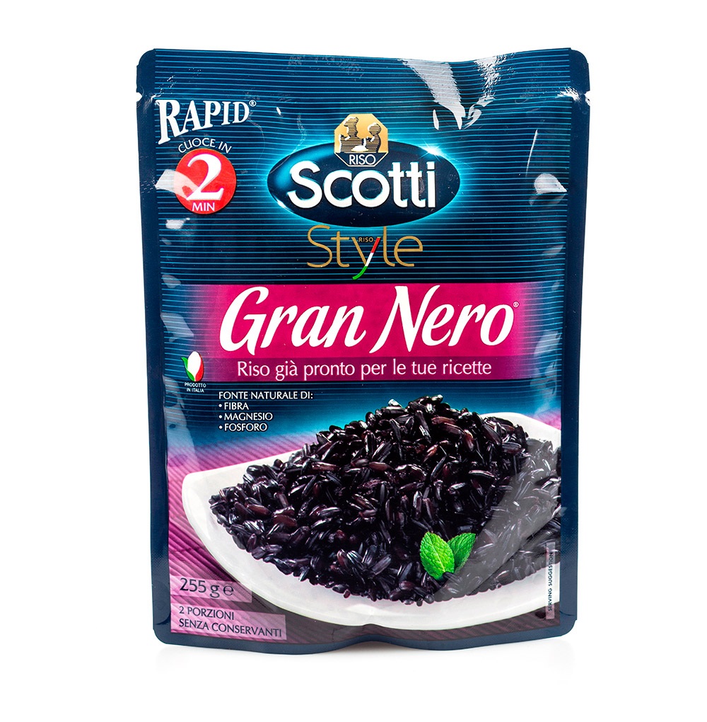 Рис Gran Nero черный готовый к употреблению, Riso Scotti, 255 г, Италия