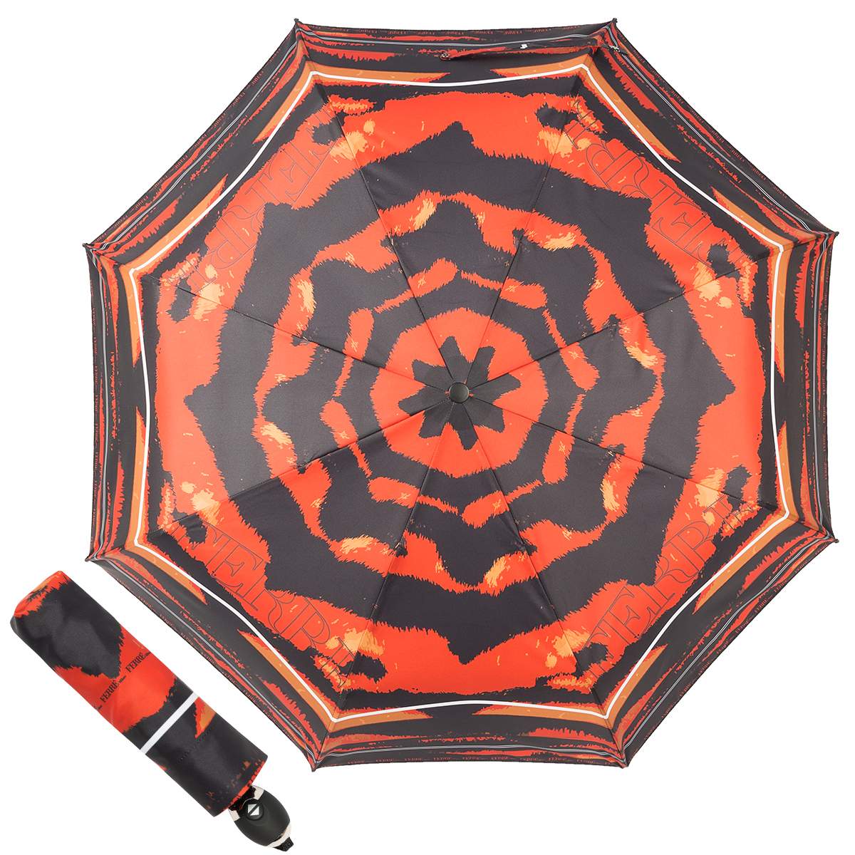 Зонт складной женский автоматический FERRE MILANO 6009-OC черный/красный