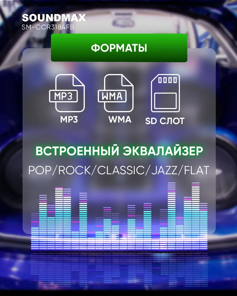 Купить авто-магнитола SOUNDMAX SM-CCR3184FB (24 В), цены на Мегамаркет |  Артикул: 100026889793