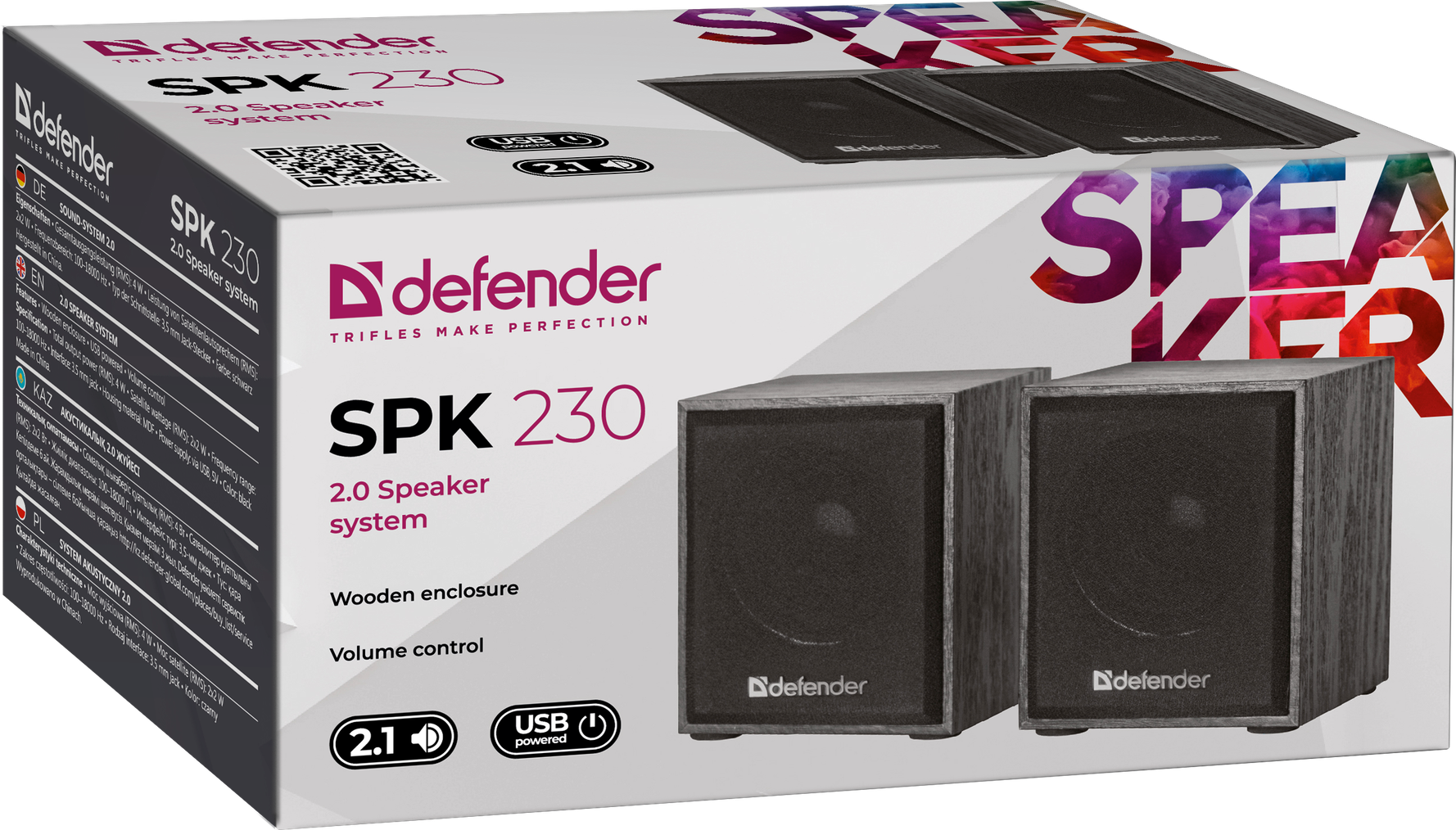 Колонки компьютерные Defender SPK-230 4 Вт,питание от USB, деревянный корпус