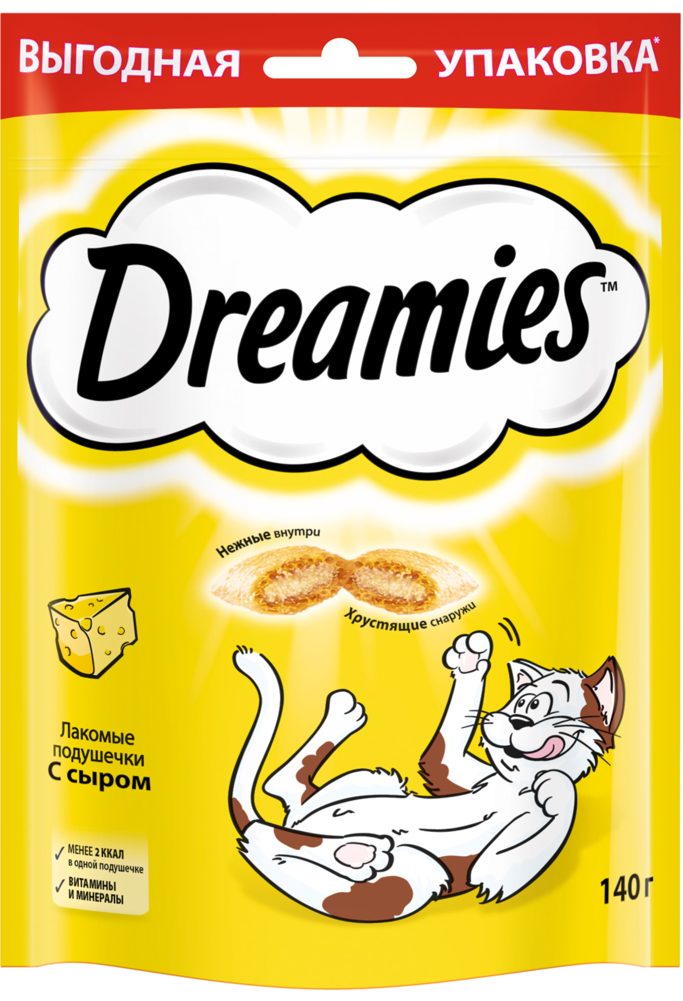 Купить лакомство для кошек Dreamies, Лакомые подушечки с сыром, 140г, цены в Москве на Мегамаркет | Артикул: 100024002018