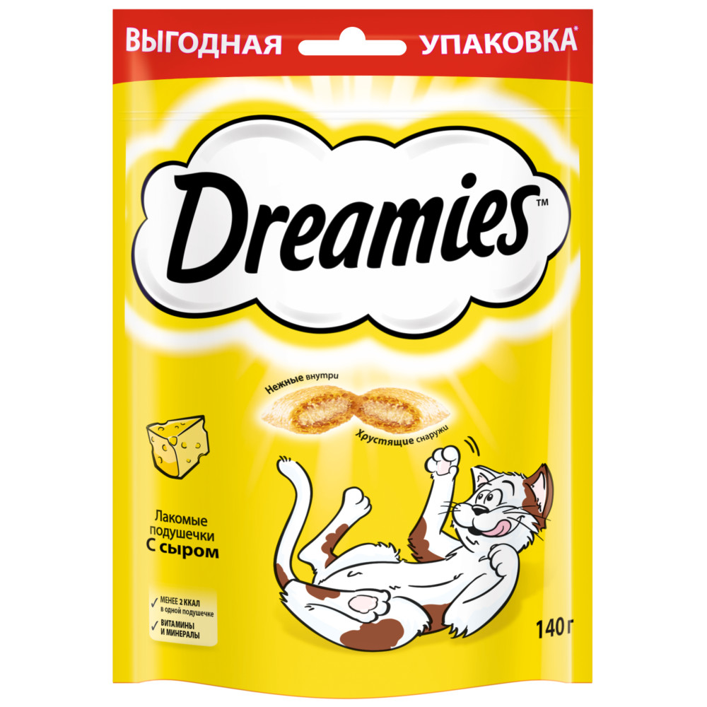 Лакомство для кошек Dreamies, Лакомые подушечки с сыром, 140г - отзывы  покупателей на маркетплейсе Мегамаркет | Артикул товара:100024002018