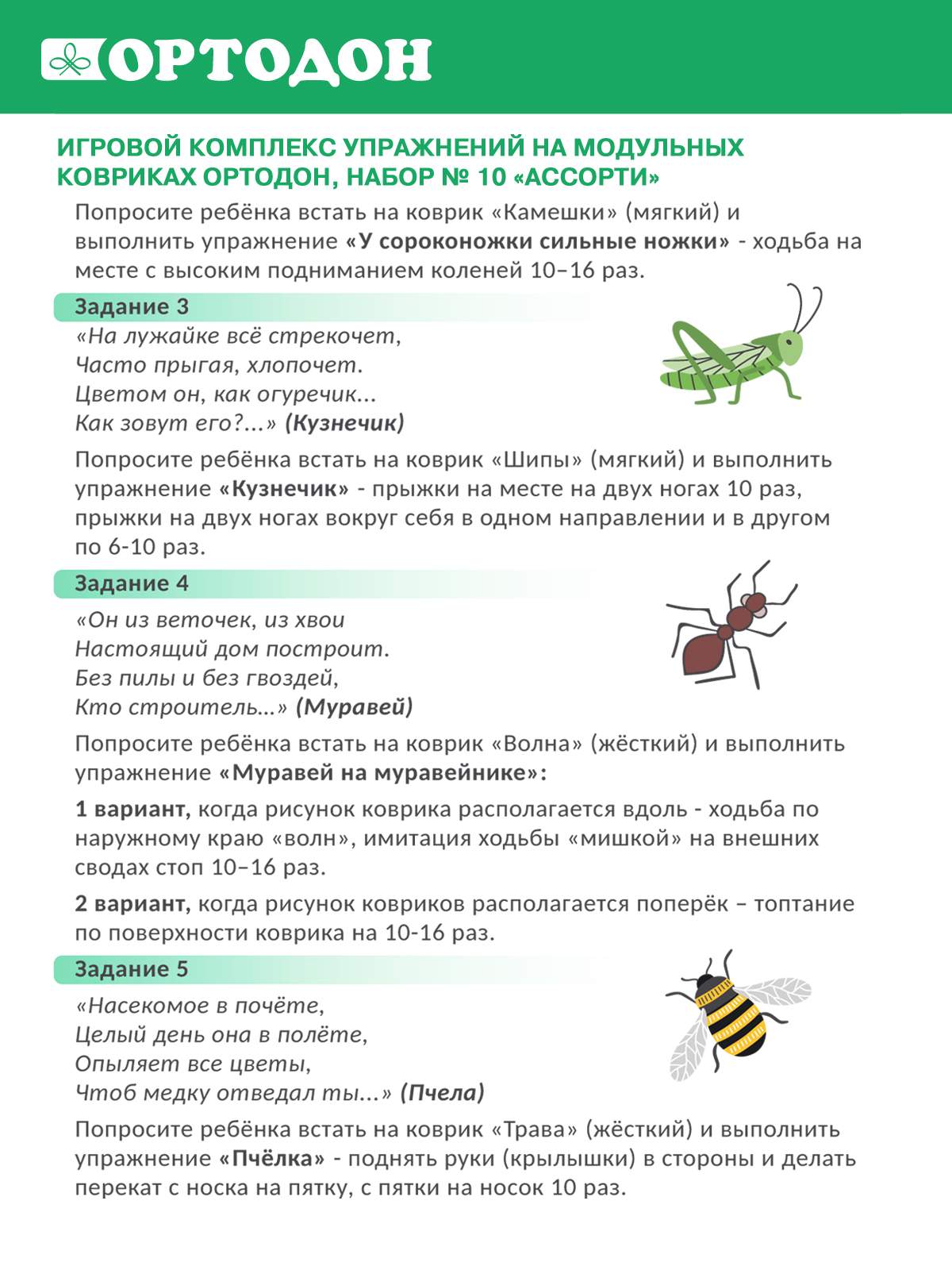 Купить модульный коврик ОРТОДОН Набор №10 Ассорти, цены на Мегамаркет |  Артикул: 600000121561