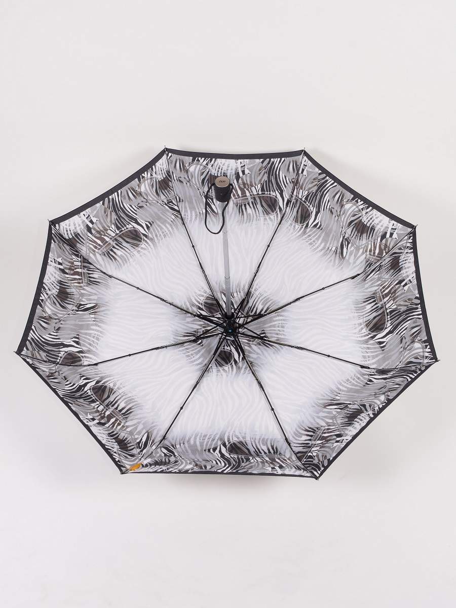 Зонт складной женский автоматический ZEST 23956 бело-черный