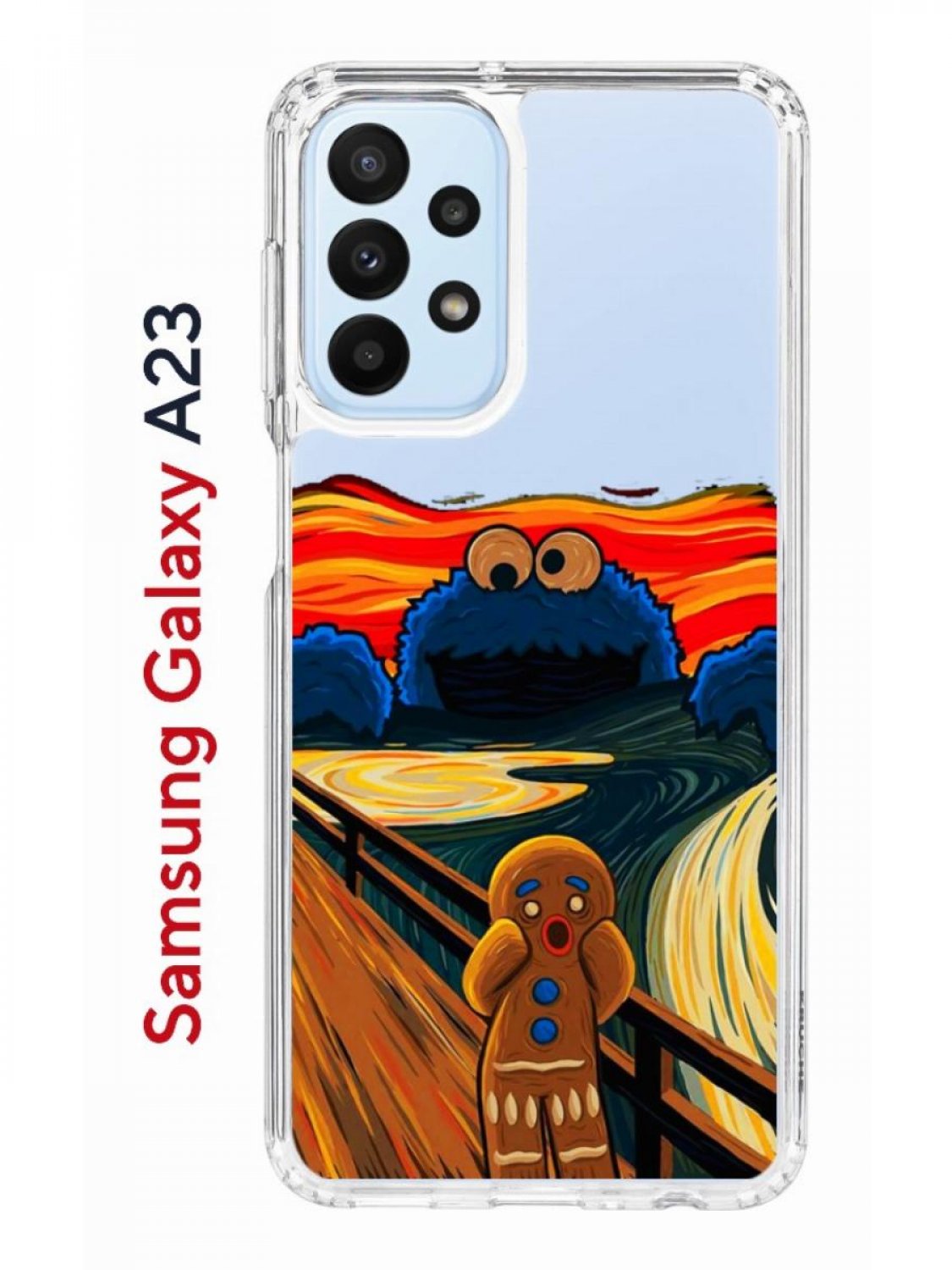 Чехол на Samsung A23 Kruche Print Cookie Scream, противоударный бампер, с  защитой камеры, купить в Москве, цены в интернет-магазинах на Мегамаркет