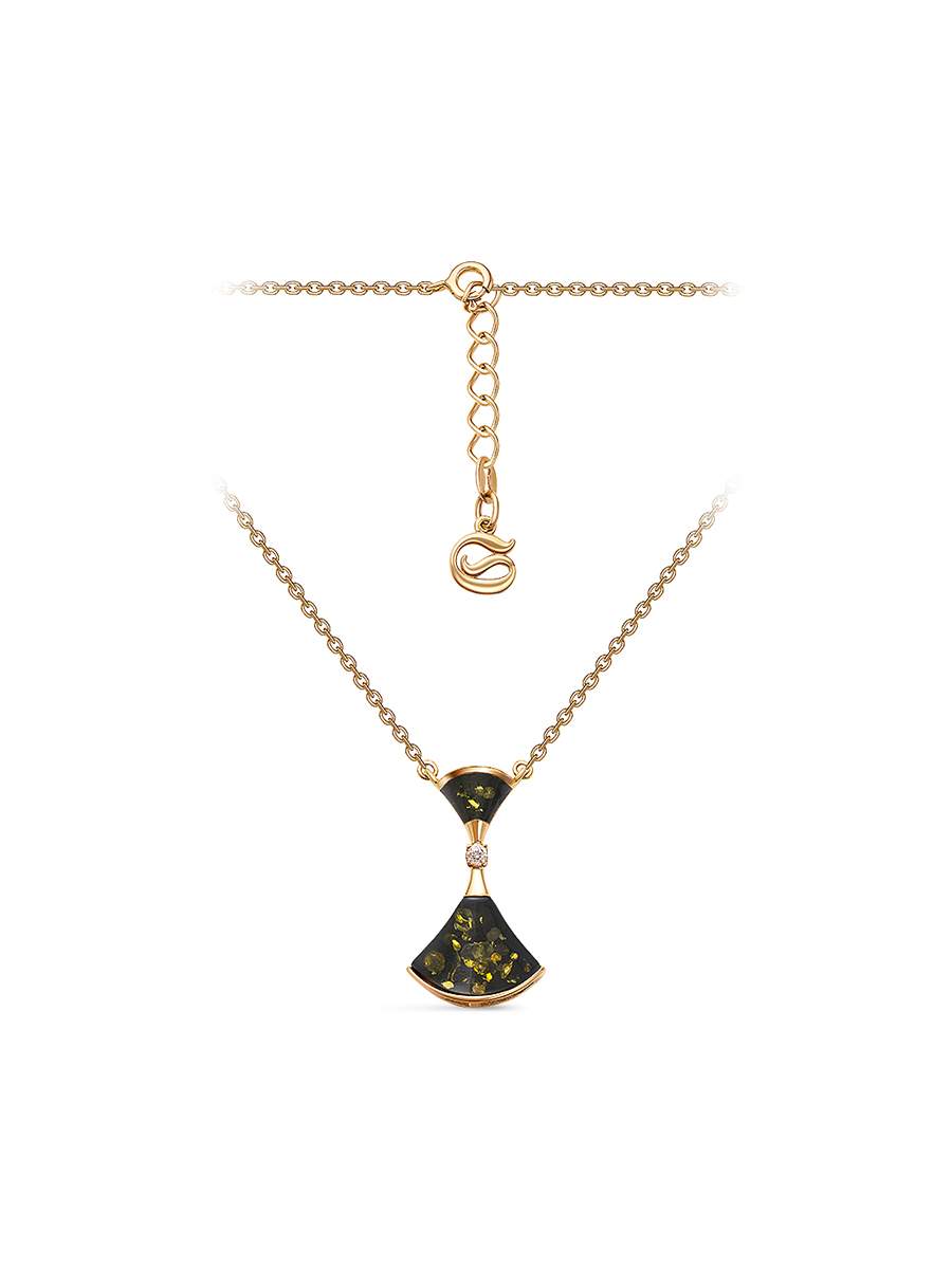 Колье женское SamoroDki Jewelry 2600881з-З из серебра с янтарем, 50 см