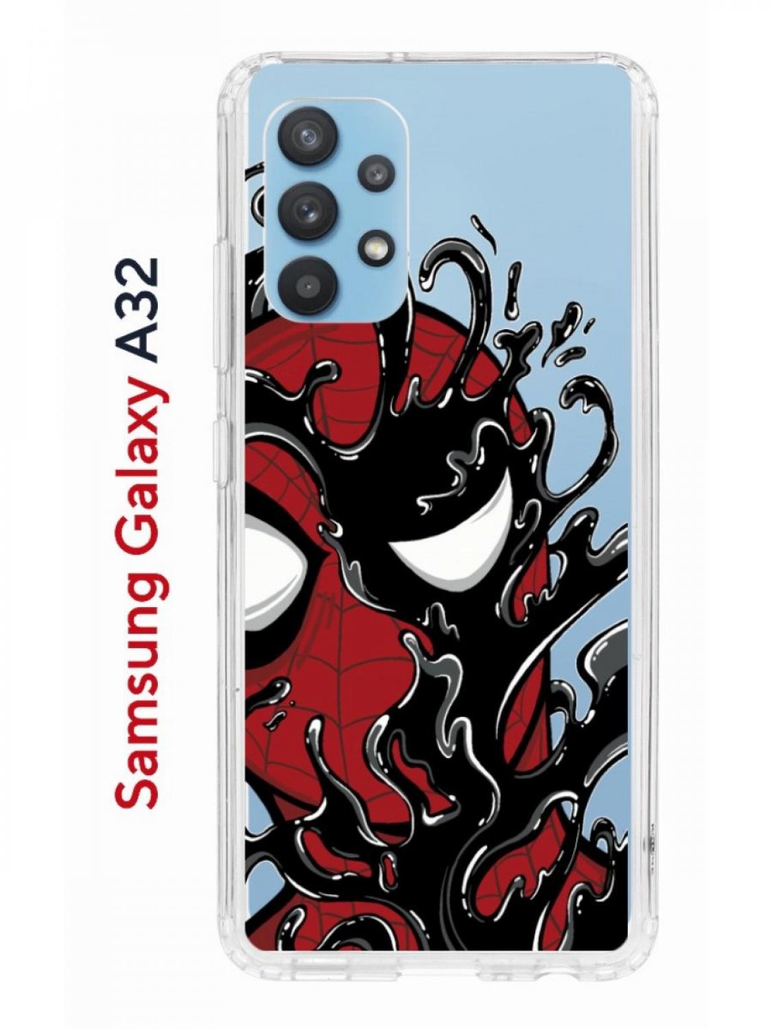 Чехол на Samsung A32 Kruche Print Spider-Man-Venom, противоударный бампер,с  защитой камеры, купить в Москве, цены в интернет-магазинах на Мегамаркет