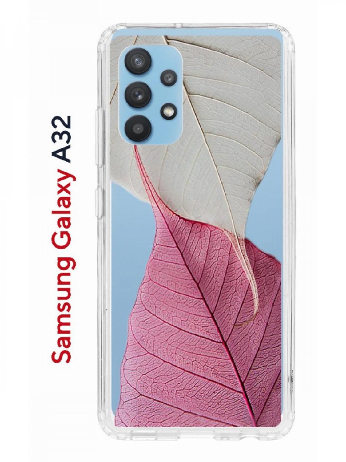 Чехол на Samsung A32 Kruche Print Pink and white, противоударный бампер,с  защитой камеры, купить в Москве, цены в интернет-магазинах на Мегамаркет