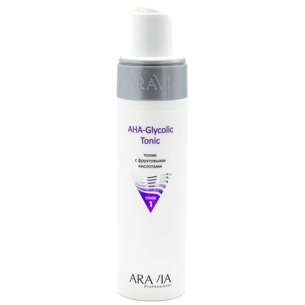 Купить тоник для лица Aravia Professional AHA Glycolic Tonic с фруктовыми кислотами 250 мл, цены на Мегамаркет | Артикул: 100023632569