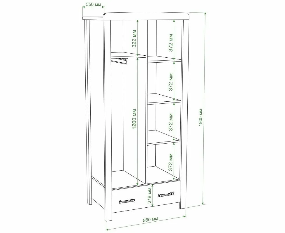 Размеры шкафа для одежды в детской комнате