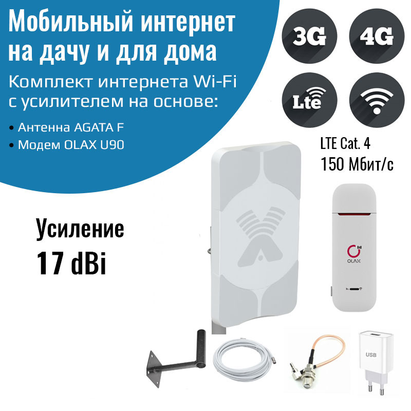 Комплект мобильного интернета модем Olax U90 с антенной AGATA F 17ДБ, купить в Москве, цены в интернет-магазинах на Мегамаркет