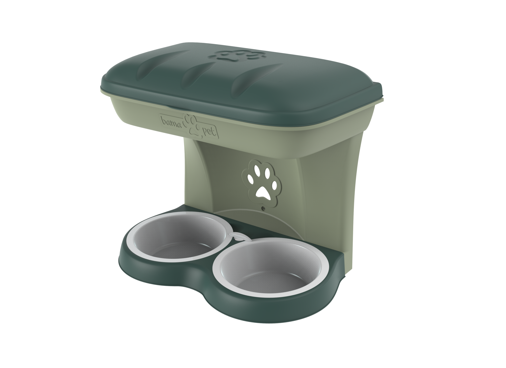 Двойная миска для собак Bama Pet Maxi, пластик, зеленый, 2,2 л