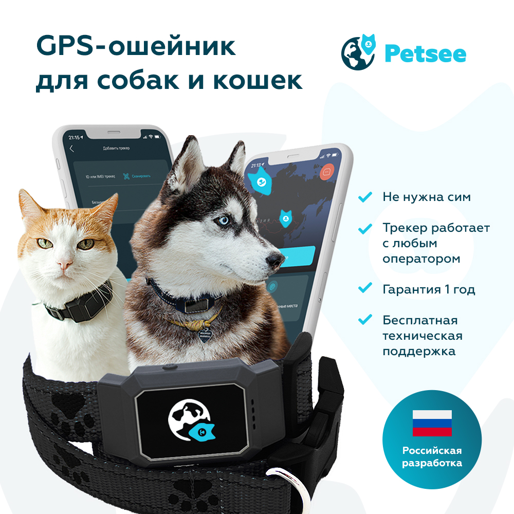 GPS-трекер для собак и кошек Petsee с фирменным приложением, встроенной  сим-картой - отзывы покупателей на Мегамаркет