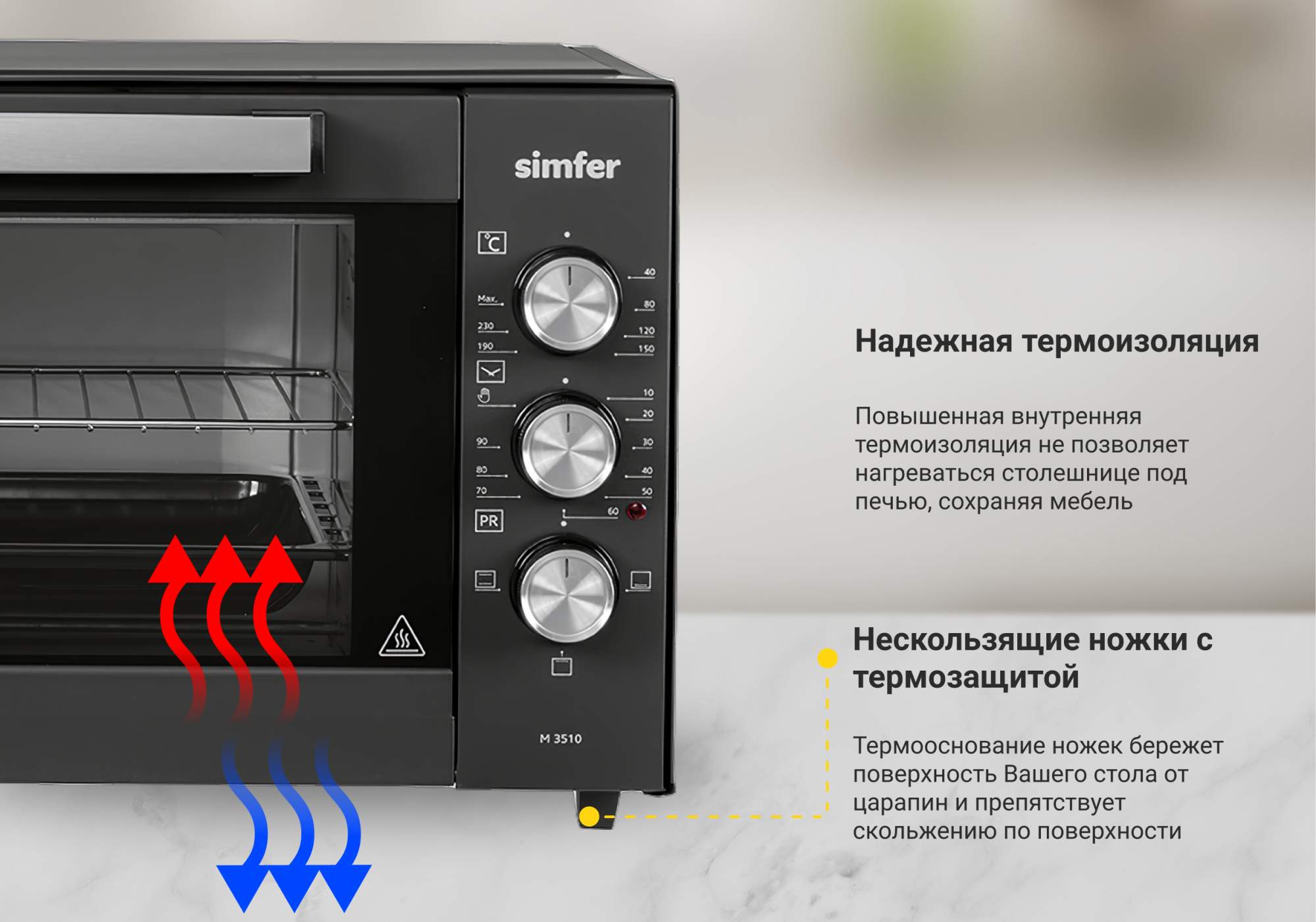 Мини-печь Simfer Classic M3510 Black - отзывы покупателей на маркетплейсе  Мегамаркет | Артикул: 100000577471