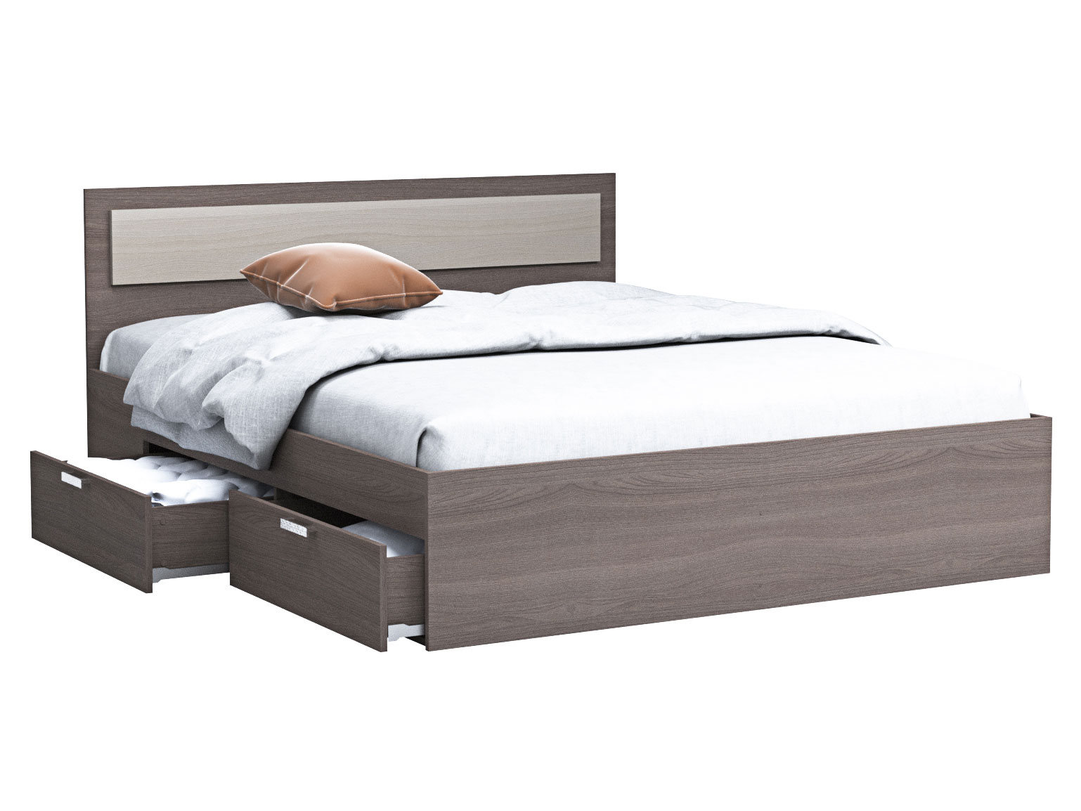 Односпальная кровать Жаклин с ящиками Ясень шимо темный/Ясень шимо светлый, 900х2000 мм