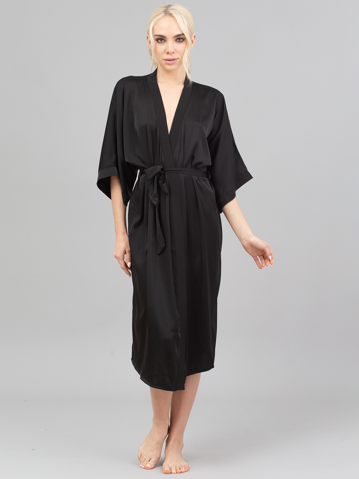 Купить Черный Шелковый Халат Женский