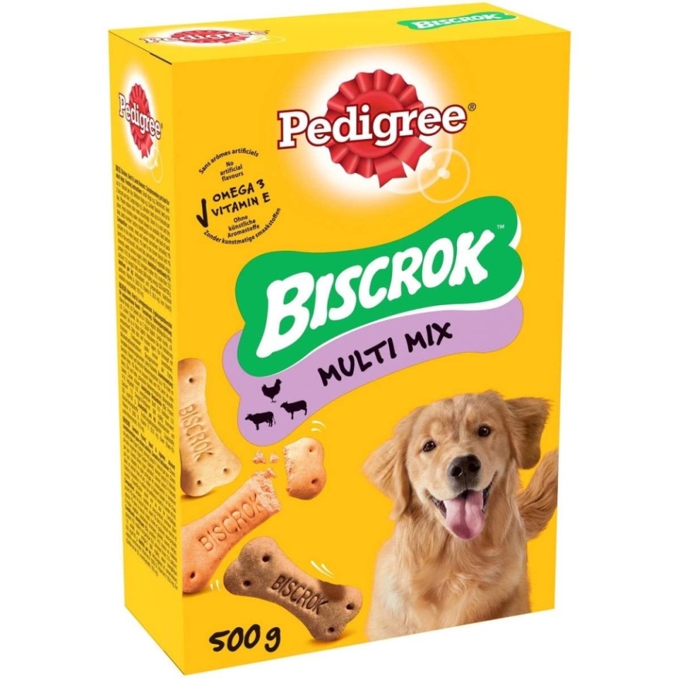 Лакомство для собак PEDIGREE Biscrok, бисквитные косточки ассорти, 500г
