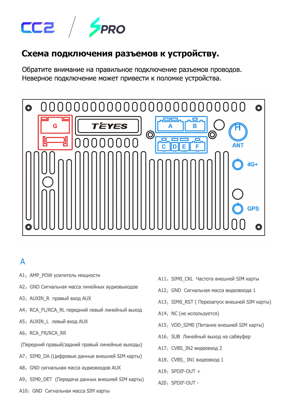 Teyes spro схема подключения проводов