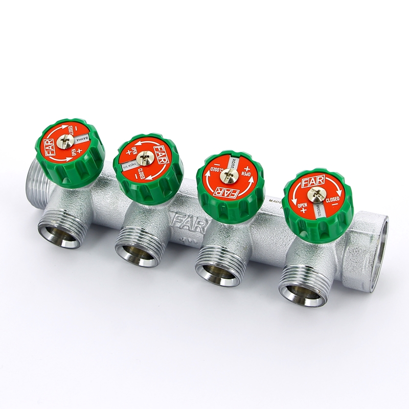 Регулирующий проходной коллектор Far ВР-НР 1\" с 4 отводами 3/4\" FK 3824 ...