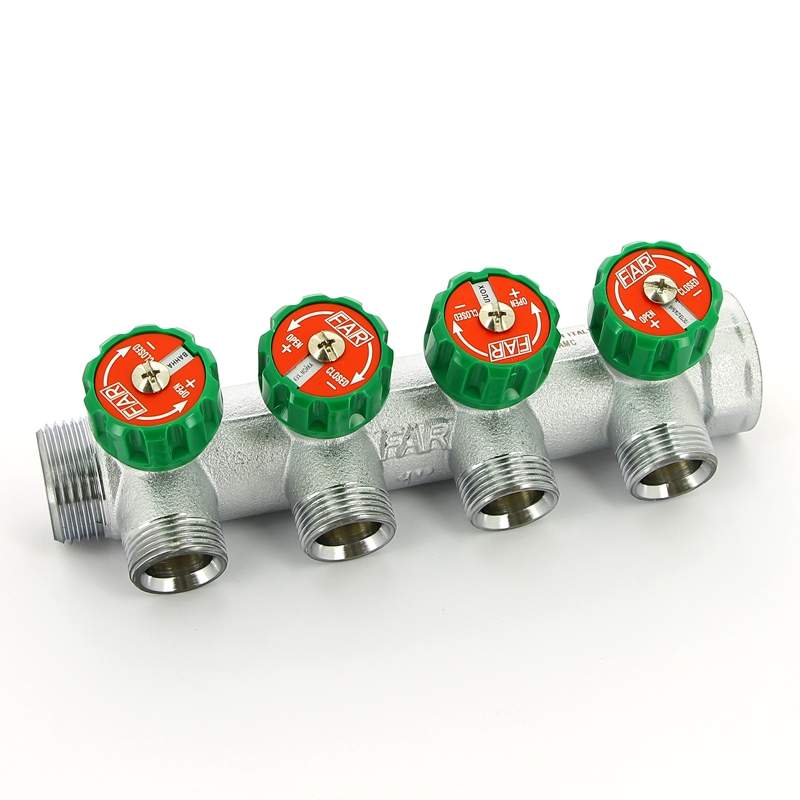 Регулирующий проходной коллектор Far ВР-НР 1\" с 4 отводами 3/4\" FK 3824 ...